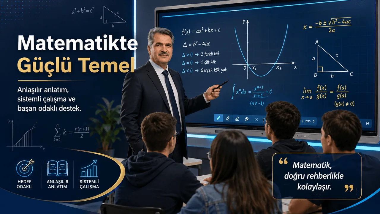 Gürbüz Gövrek dijital tahtada matematik dersi anlatıyor